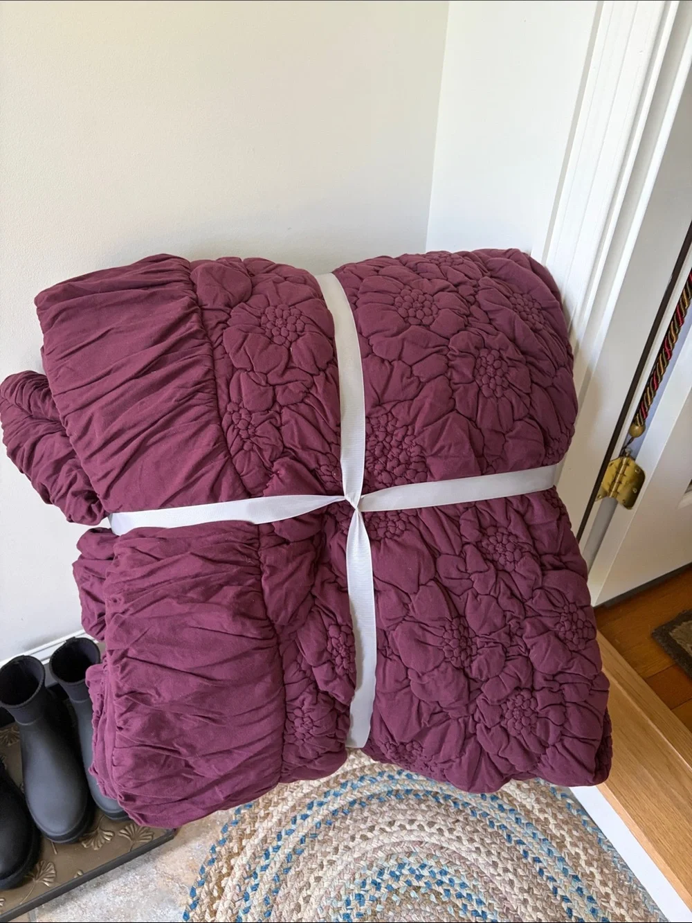 Anthropologie Quilted Bedspread in Wine color
